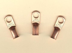 10 Bare Battery BIG COPPER LUG Ring Terminal Connectors #6 Wire Gauge 1/4″ Stud
