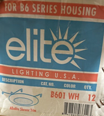 💥Elite Lighting B601WH Ceiling Mount 6 Inch Shower Trim in White QTY 1