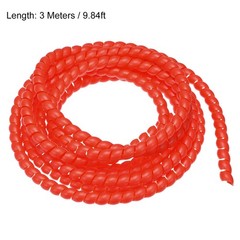 Flexible Spiral Tube Cable Management Sleeve 10mm x 12mm 3 Meters Length Red