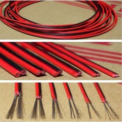 2-Core Stranded Electronic Wire UL2468 Red & Black Flat Ribbon Cable 16~28AWG