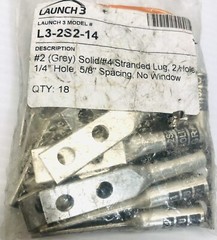 (18) LAUNCH3 L3-2S2-14 #2 SOLID #4 STRANDED LUG 2 HOLE 1/4″ 5/8″ SPSCING, NO WIN