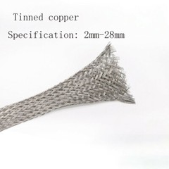 Copper/Tinned Copper Braided Sleeve, Metal Shielding Cable, 2-28mm Diameter