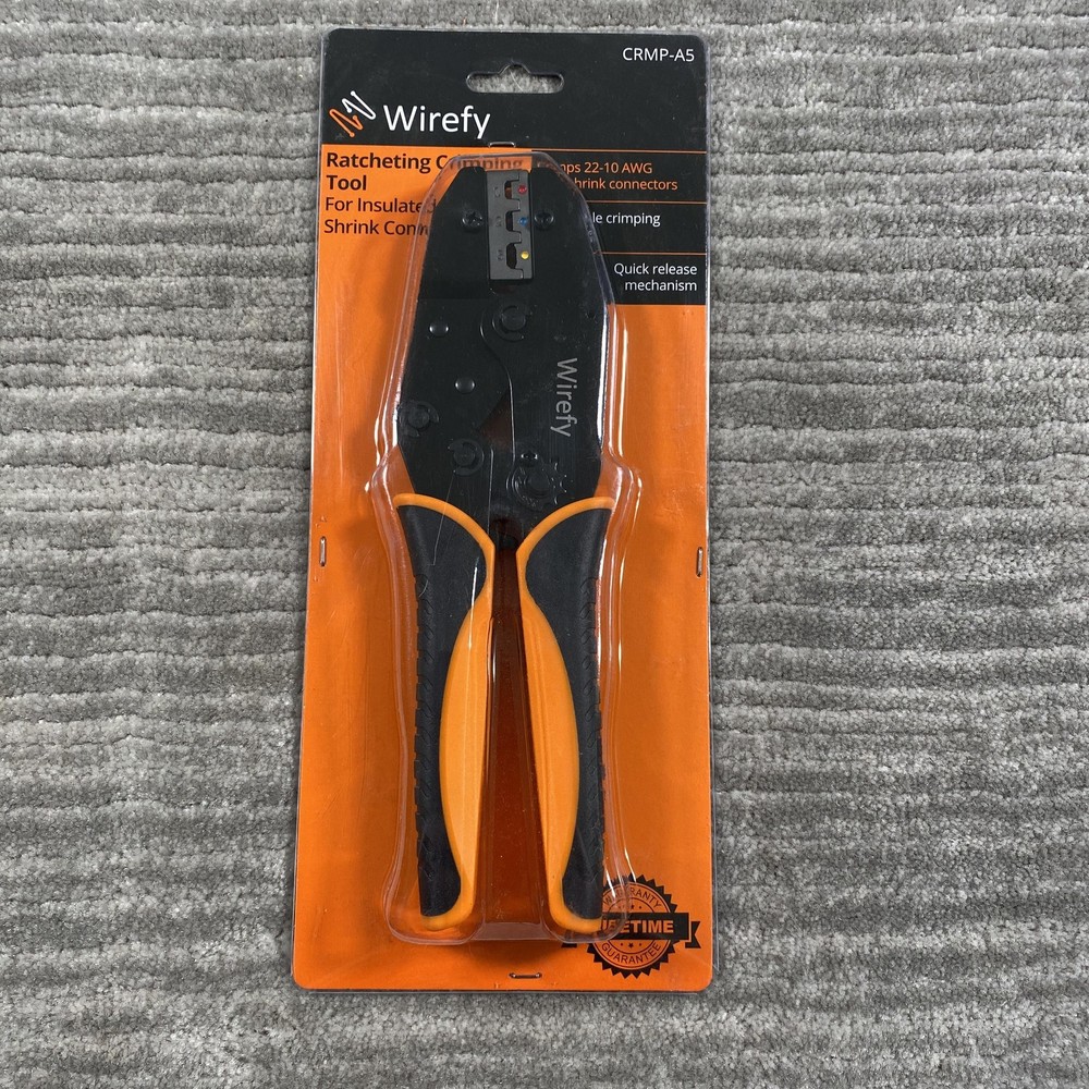 Wirefy Ratcheting Crimping Tool For Insulated Heat Shrink Connectors 22-10 AWG