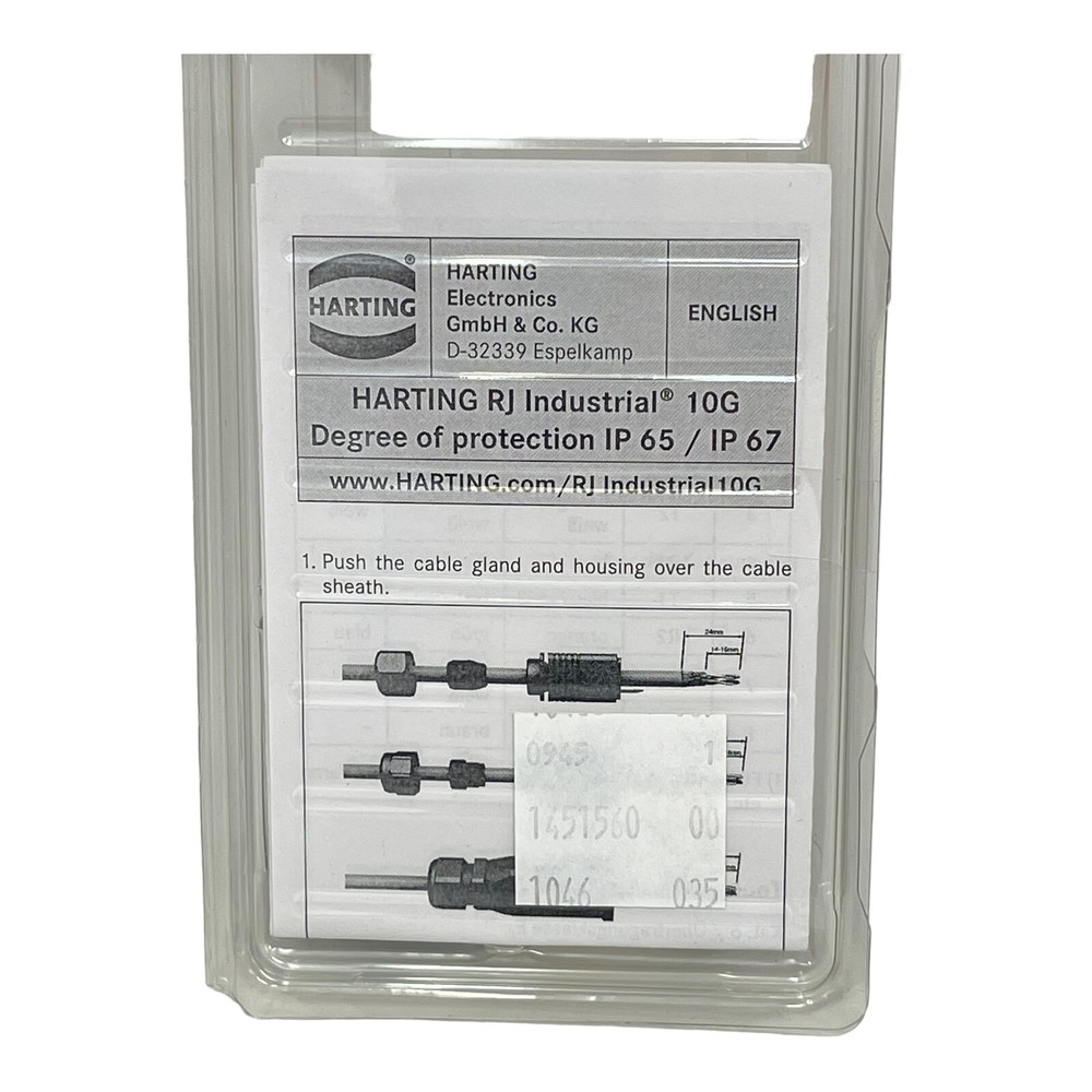 HARTING RJ INDUSTRIAL 10G DEGREE PROTECTION IP 65/67 NEW OLD STOCK NOS UNUSED
