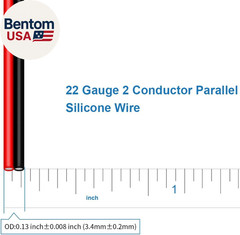 22 Gauge Flexible 2 Conductor Parallel Silicone Wire Spool Red Black High Resist