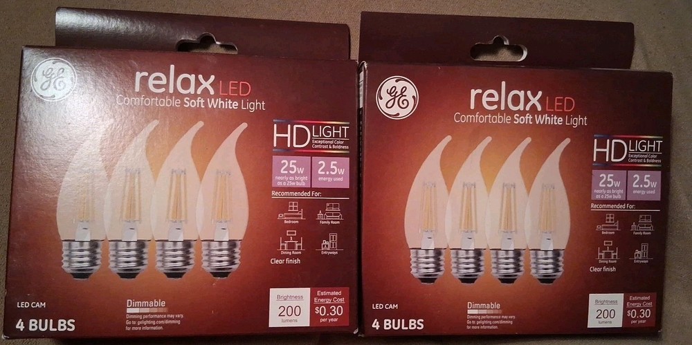 8 LED Chandelier Light Bulbs,Candle Shape,Clear Soft White,200 Lumens,2.5W