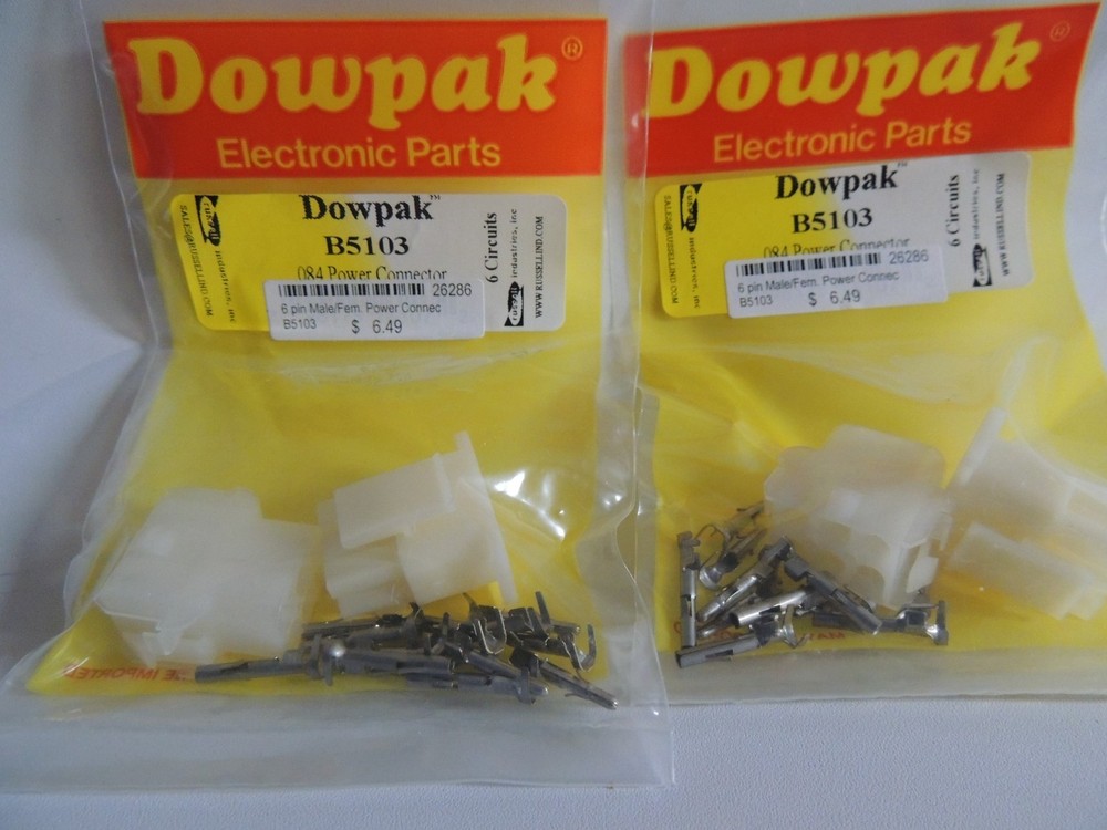 2 pks 6 Pins Male Female DOWPAK B5103- .084 Molex Type Power Connectors