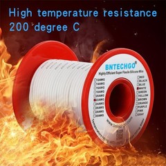 22 Gauge Silicone Wire Spool White 100 feet Ultra Flexible High Temp 200 deg…