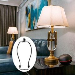 7 Inch Lamp Harp Kits Polish Black Finish 3/8 Inch Saddle Base Holes Light Duty