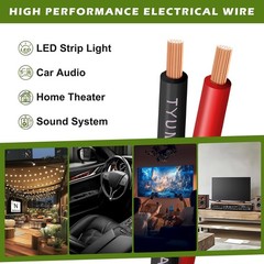 100FT 12/2 Gauge 2pin 2 Color Red Black Cable Hookup Electrical Wire LED Stri…