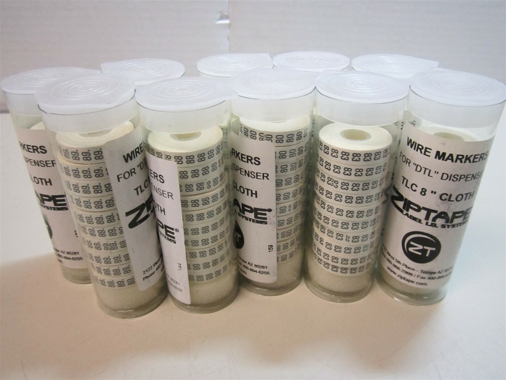 ZipTape TLC 8″ Cloth Wire Marking Tape Numbers 80-89 F/”DTL” Dispenser