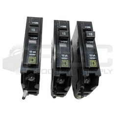 LOT OF 3 SQUARE D QO115 CIRCUIT BREAKER 1 POLE 15A 120-240V
