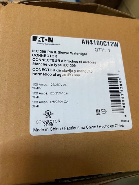 Eaton AH4100C12W – Pin & Sleeve Watertight Connector 100A 125-250V 3P4W