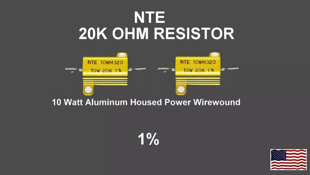 2 NTE 10WM320 10W, 20K Ω, 1% 10 Watt Aluminum housing power Wire wound