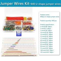 840Pcs Breadboard Jumper Wire Kit for Arduino – 14 Sizes U-Shape Wires & Alligat