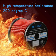 10 Gauge Silicone Wire Spool 50Ft Red and 50Ft Black Bundle