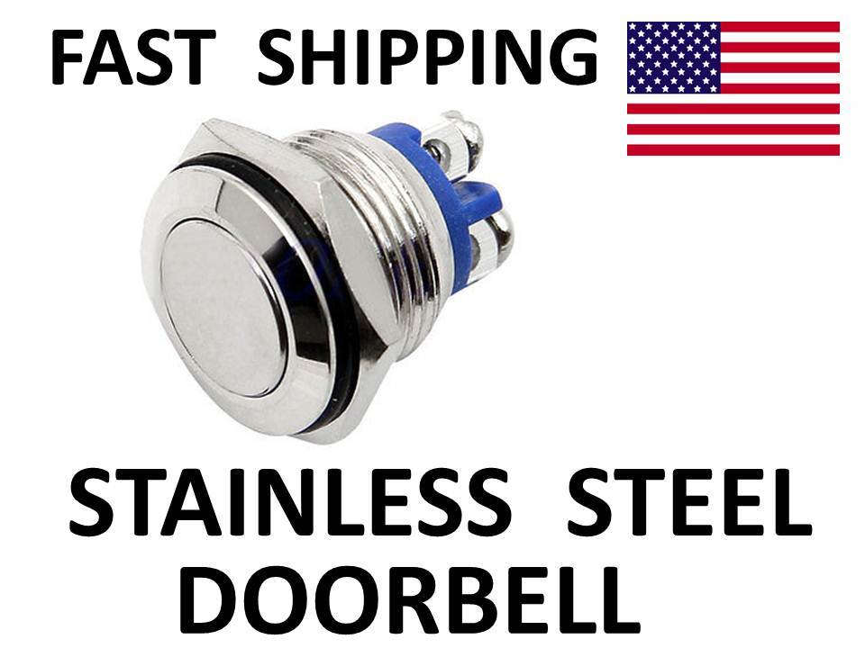 MARINE – Stainless Steel – Outdoor DOORBELL Switch – never rust – POLISHED ac dc