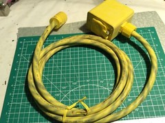 Woodhead 10′ Power Cable 2 GFI and 1 Twist 20A Safety Yellow 12/3 SOW-A New