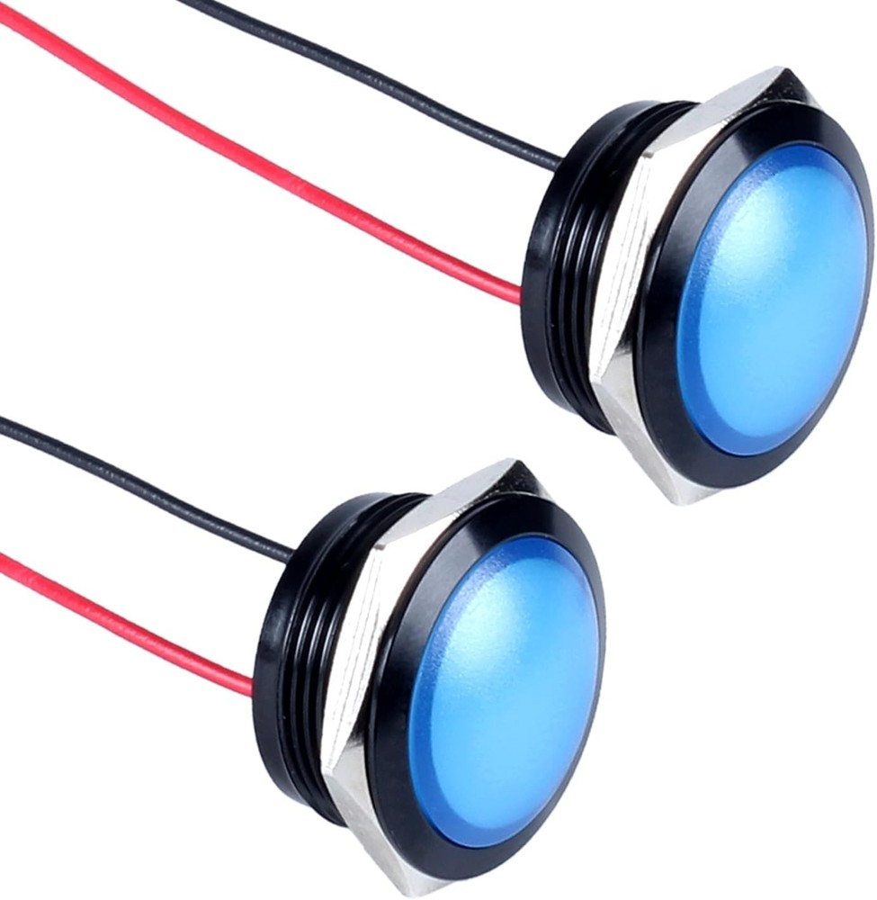 22mm 110VAC 220VAC Metal LED Indicator Light Waterproof IP67 Raised Head Blue