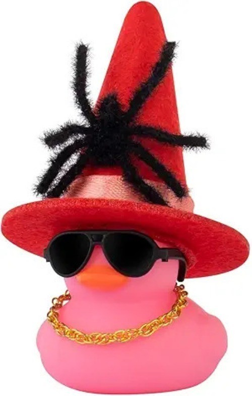 Halloween Car Decorations with Colorful Rubber Duck, Spider, Hat, Color: Pink