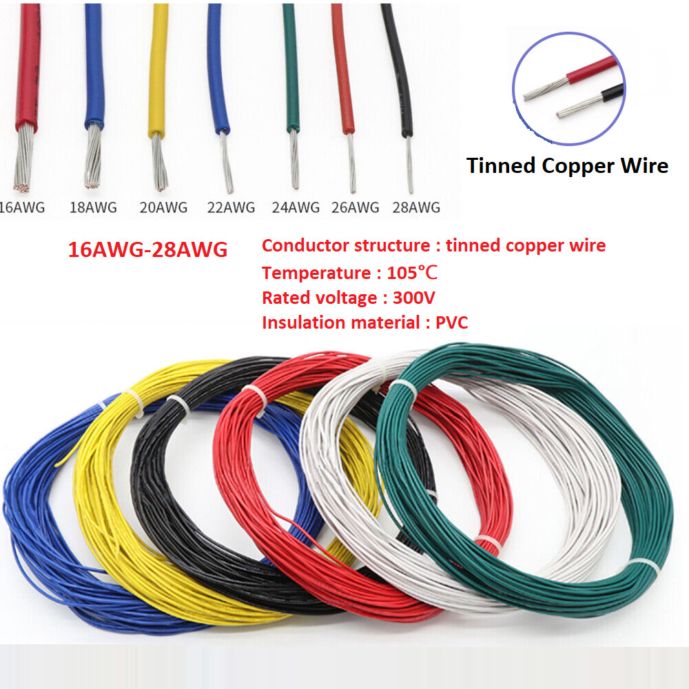 16AWG-28AWG Single Core Strand Flexible Electrical Wire Cable Tinned Copper Wire