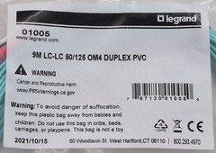 LEGRAND 1005 9M LC-LC 50/125 OM4 DUPLEX PVC FIBER OPTIC CABLE