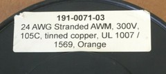 ALLIED WIRE AND CABLE 07-24-7T-3 1000′ HOOK UP WIRE 24 AWG ORANGE (EST1000′)