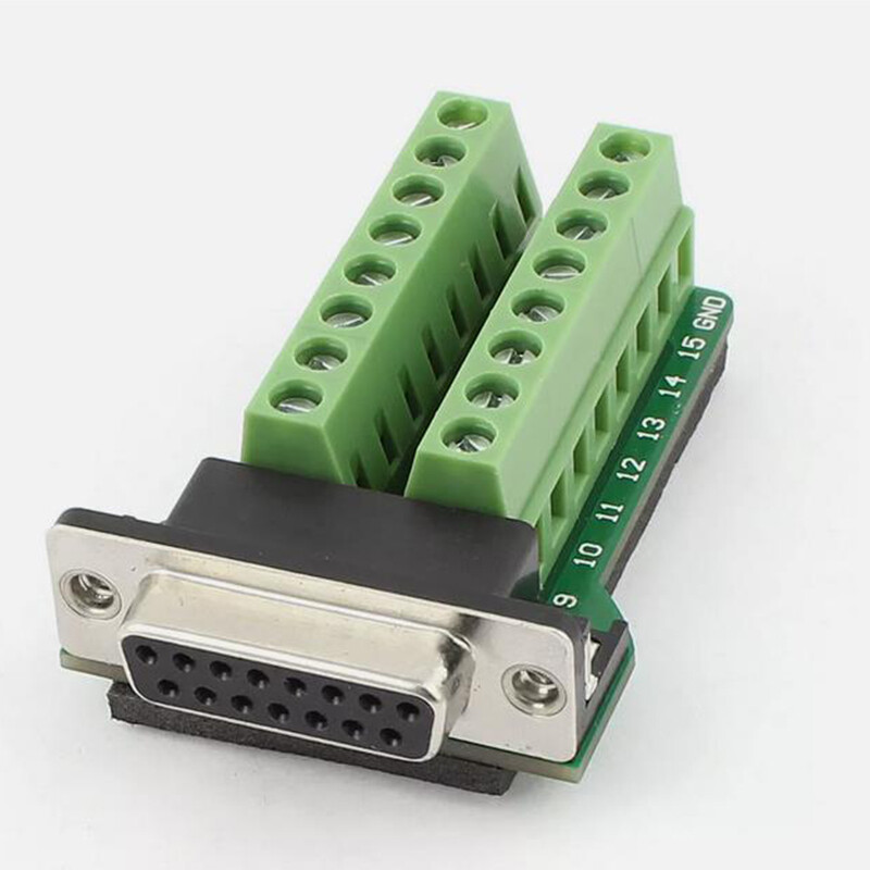 DB15 D-SUB Female Jack 15Pin Port to 2 Row 8 Position Terminal Breakout Board