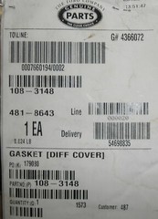 481-8643 Toro Diff Cover Gasket Electric Transaxle Assembly 112-3085 Workman …