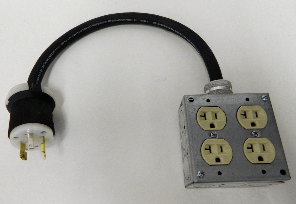 Coleman Cable E54864-H Seoprene 105 10 AWG 3/C SEOOW 600V w/ 4 Way Outlet