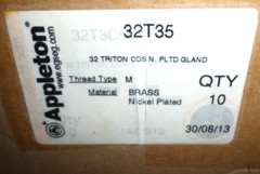 ⭐NEW⭐ Appleton 32T35 Cable Gland T3 Series Brass/Nickel Plated 32-TRITON