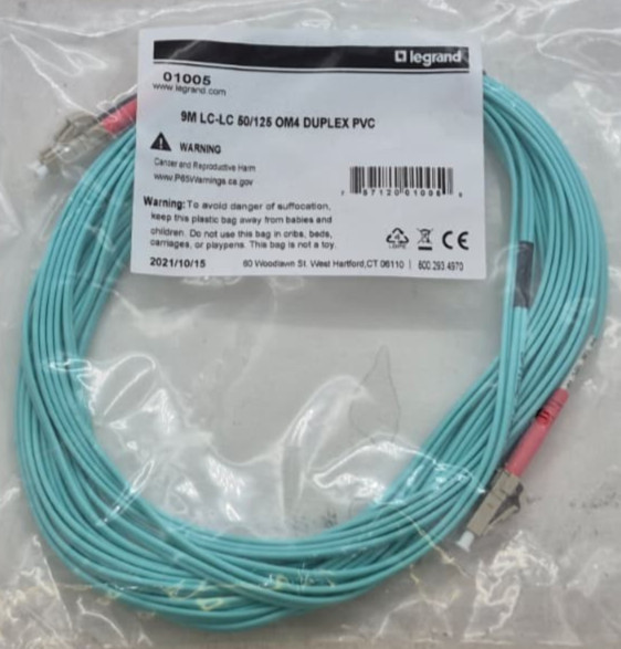 LEGRAND 1005 9M LC-LC 50/125 OM4 DUPLEX PVC FIBER OPTIC CABLE