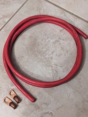 2/0 AWG Gauge Copper Battery Cable Power Wire AUTO, Boat, RV. 6′-8″ Long W/ Lugs