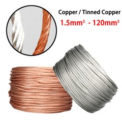 Copper/Tinned Round Braid Cable 1.5mm²-120mm² Bare Copper Braid Wire Ground Lead