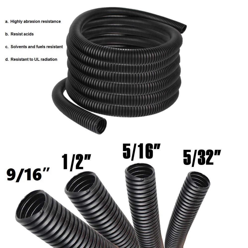 Corrugated Pipe Split Wire Loom Conduit Tube Protector Cable Sleeve Harness Lot