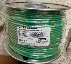 500 FT THHN/THWN WIRE. 12AWG STR BC 600 VOLT. MADE IN USA. 5 COLORS AVAILABLE