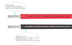 Electrical Wire 22 AWG Gauge Silicone Hook Up Cable 20 Ft 10 BLACK & RED Soft Fl