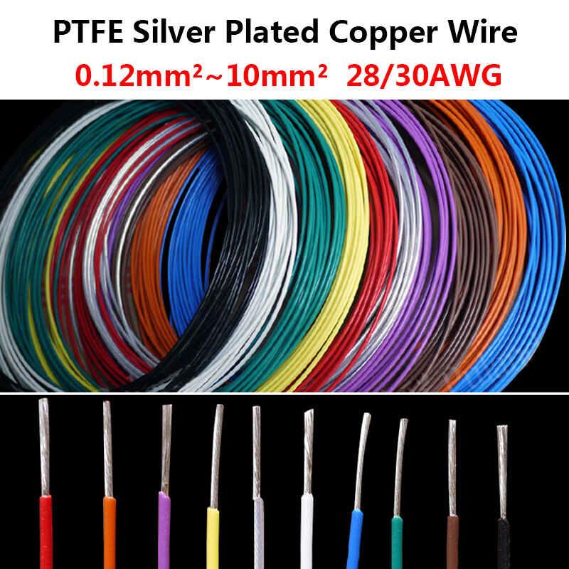 Stranded PTFE Silver Plated Copper Cable Wire FEP Cable 0.12mm²~10mm² 28/30AWG