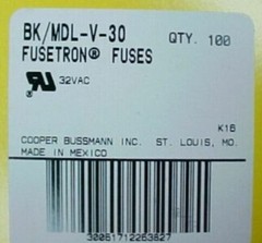 25 Bussmann MDL-V-30 Fuses Axial Solder Leads, 30A Glass Cartridge 1/4″ x 1-1/4″