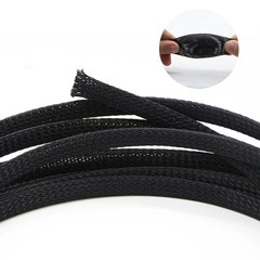 Expandable Braided Cable Tidy Sleeving Wire Harness Flexible Black Polyester PET