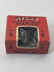 Vintage Atlas Eighth Pound Blued Double Pointed Staples No 9
