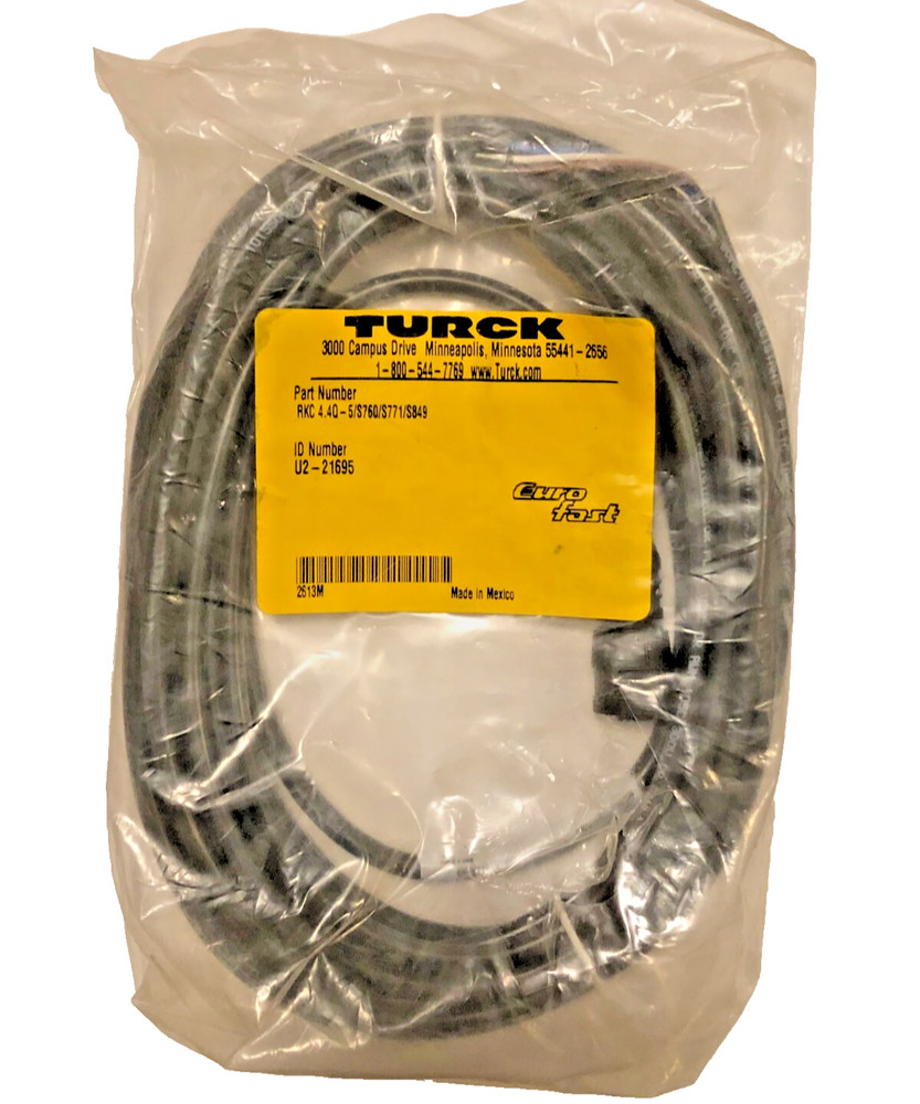 Turck RKC 4.4Q-5/S760/S771/S849 M12 4-Pin Female Sensor Cordset 5m IP67