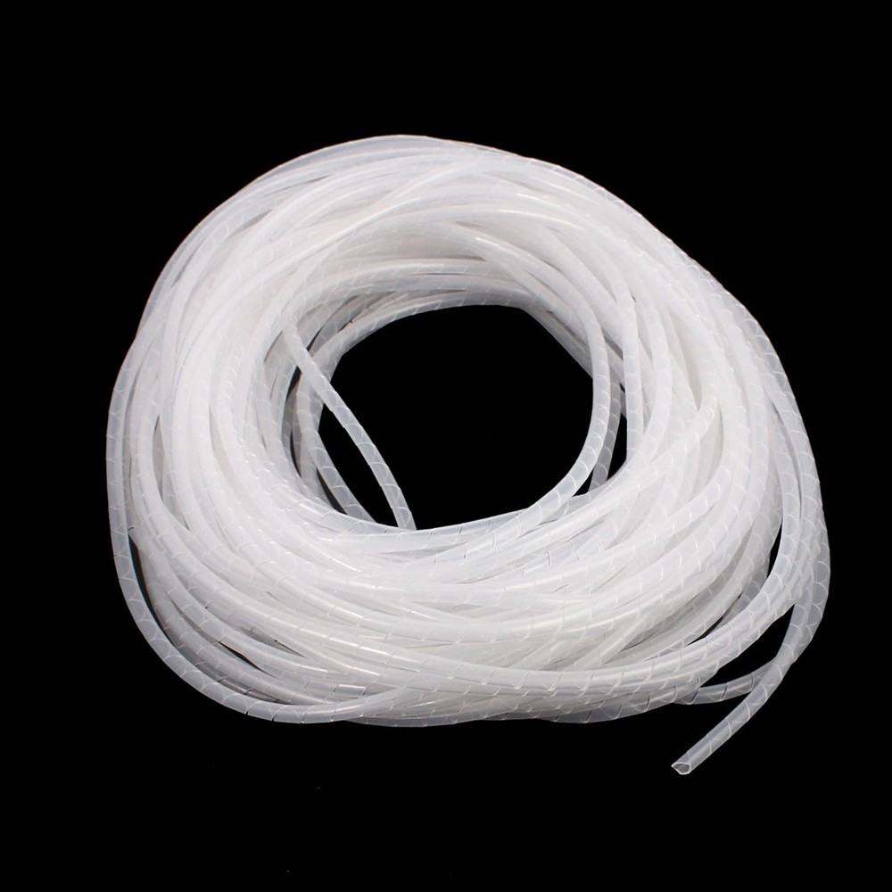 4mm Flexible Spiral Tube Cable Wire Wrap Computer Manage Cord Clear 7M Length