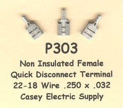 100 Non Insulated Quick Disconnect QD Terminal #22-18 Wire Gauge AWG .250 Female