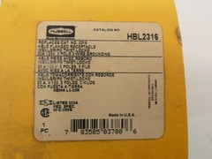 Kellems Hubbell HBL2316 Flanged Receptacle, 20A, 125V, 2P, 3W – NEW Surplus!