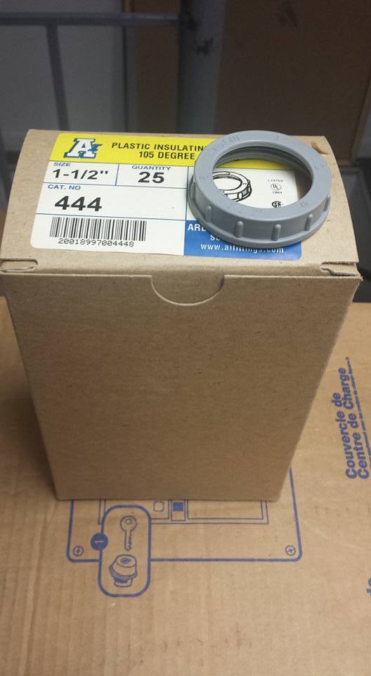 BOX OF 25 ARLINGTON INDUSTRIES 444 1 1/2″ PLASTIC INSULATING BUSHINGS W449