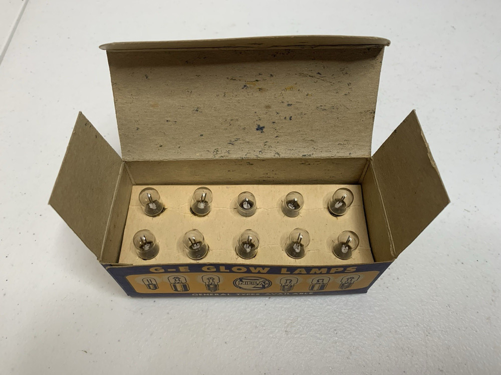 Vintage Box of 10 NOS GE NE-51 Glow Lamps General Electric Bulbs