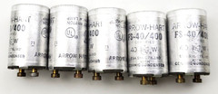 Lot of 5 Arrow Hart FS-40/400 Fluorescent Lamp Starters 40 Watt Ceramic Condense