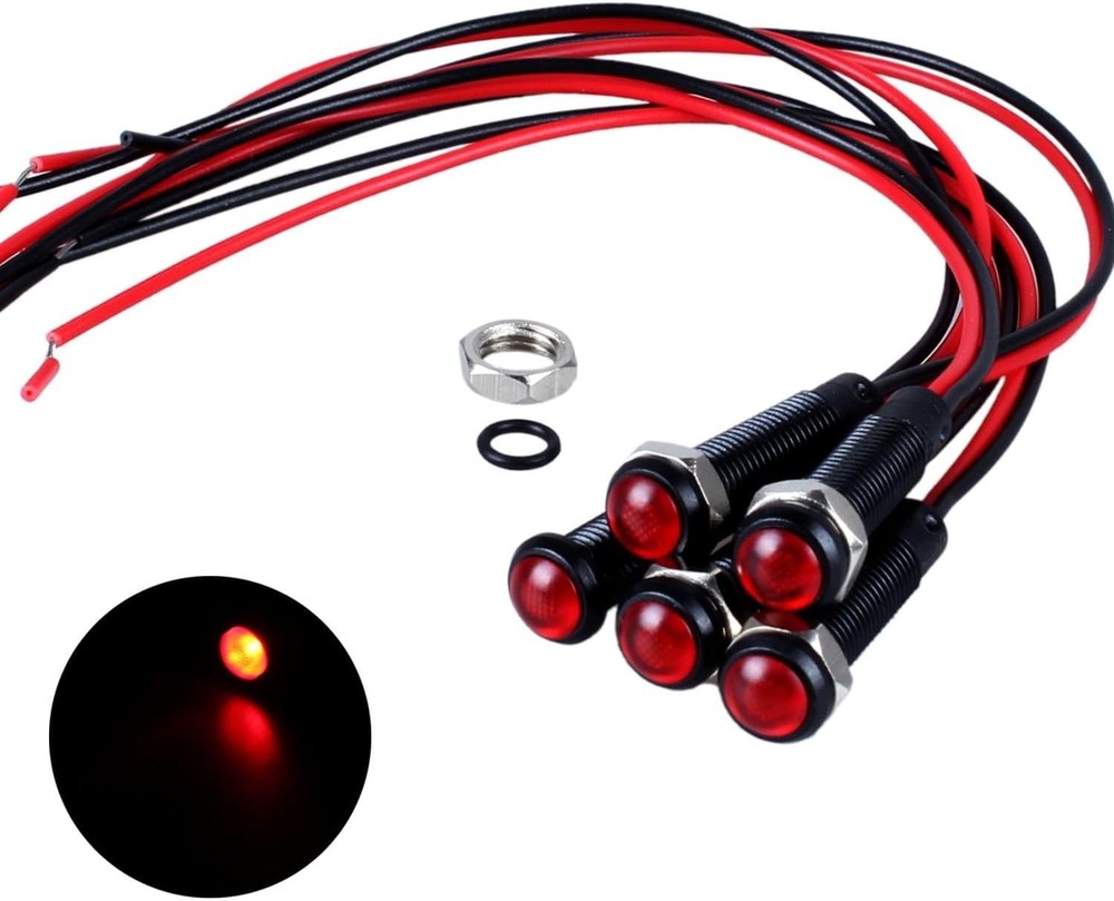 5pcs 6mm LED Indicator Light Plastic Black Signal ot Lamp 110 220V AC 1/4