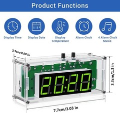 4-Digit Digital DIY Alarm Clock Kits Soldering Practice for Students Electronic